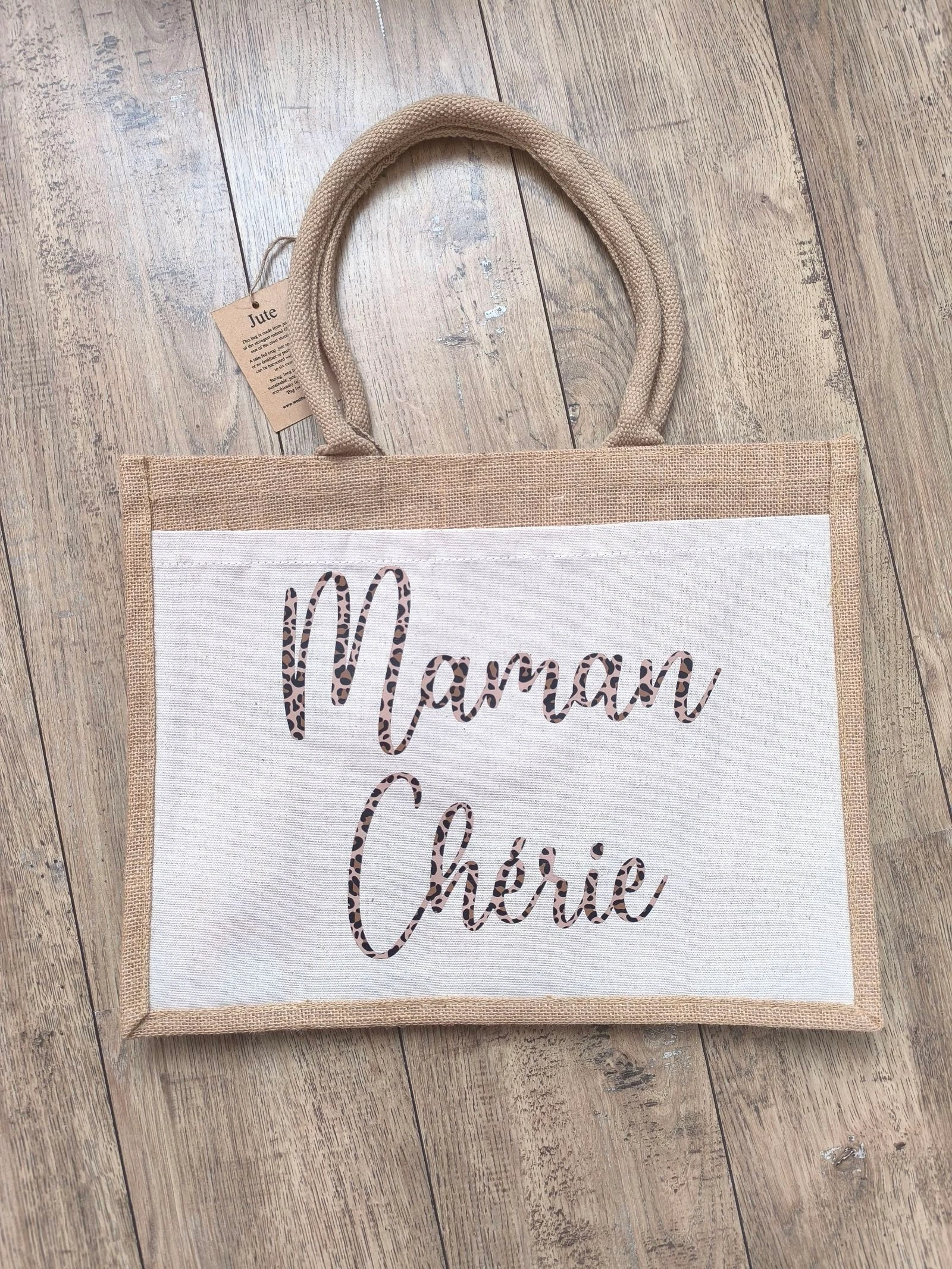 Sac cabas maman chérie motif léopard 